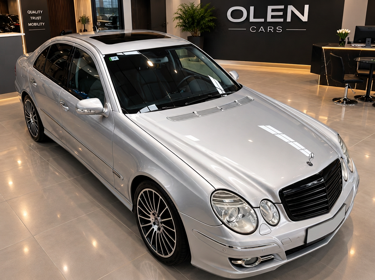 Mercedes-Benz E-Class W211 high-angle front view showing its sunroof